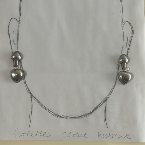 Abstract Heart Shape Genuine 925 Sterling Silver Statement Dangle Earrings - Picture 3 of 7